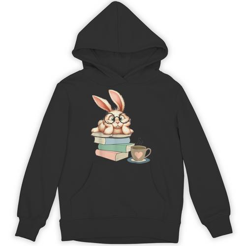 Bunny With Books And Coffee Reading Booknerd Bookish Easter Unisex Hoodie - Bookorys CA
