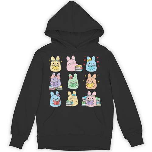 Bunny Reading Books Easter Day Teacher Librarian Book Lover Unisex Hoodie - Bookorys