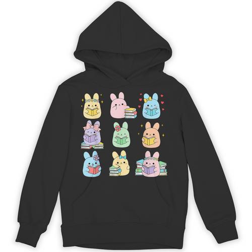 Bunny Reading Books Easter Day Teacher Librarian Book Women Unisex Hoodie - Bookorys CA