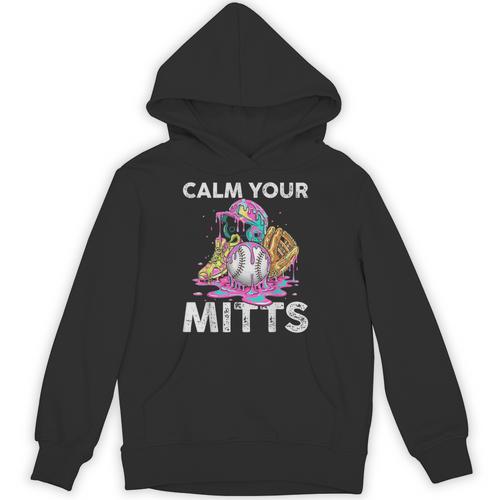 Calm Your Mitts Baseball Ice Cream Drip Crossed Bats Sport Unisex Hoodie - Sportilla