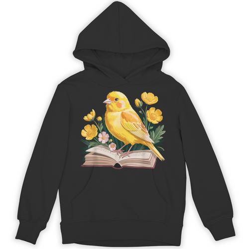 Canary Bird Floral Book Yellow Bird Reading Bookish Teacher Unisex Hoodie - Bookorys DE