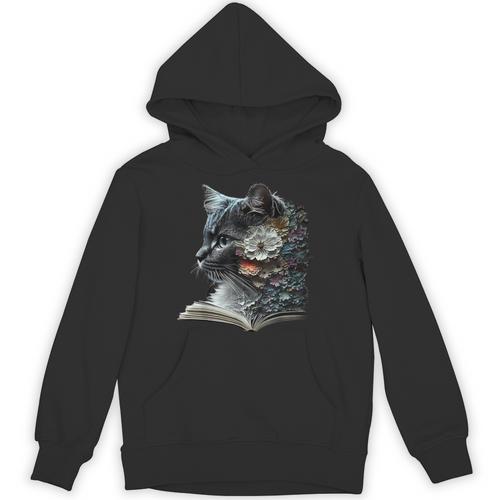 Cat Art Book Cat Motif Flowers Cat Unisex Hoodie - Bookorys AU
