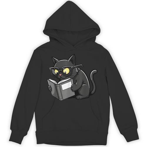 Cat Reading a Book Nerd Kitty Bookworm Unisex Hoodie - Bookorys AU