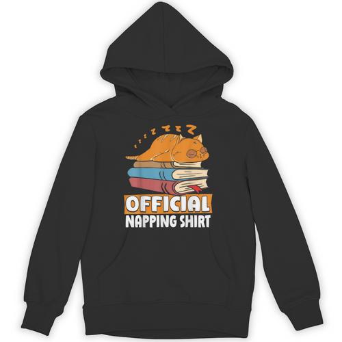 Cat Sleeping Napping Bookworm Reading Book Lover Book Nerd Men Women Kids Unisex Hoodie - Bookorys AU