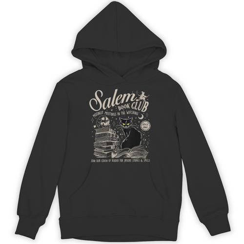 Cat Witch Salem Book Club Reading Halloween Book Lover Unisex Hoodie - Bookorys AU