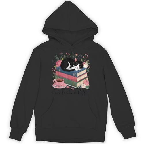 Cats Books & Coffee For Cat Lovers In Relaxed Weekend Unisex Hoodie - Bookorys AU