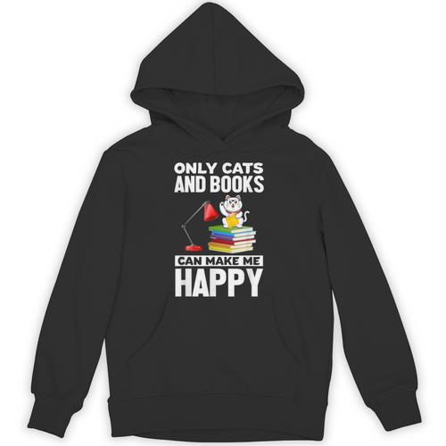 Only Cats And Books Can Make Me Happy Cat Lover Men Women Kids Unisex Hoodie - Bookorys AU