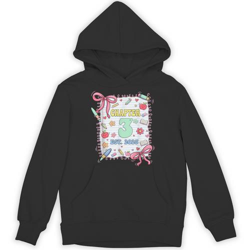 Chapter 3 Years Old 3rd Birthday Book Lover Coquette Bow Unisex Hoodie - Bookorys