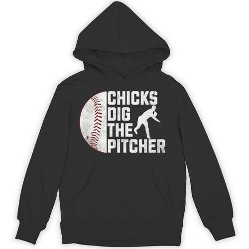 Chicks Dig The Pitcher Baseball Unisex Hoodie - Sportilla