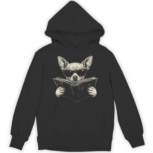 Chihuahua Reading Book Sunglasses Vintage Graphic Unisex Hoodie - Bookorys AU