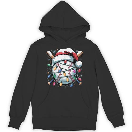 Christmas Baseball Boy Youth Kid Men Santa Hat Xmas Baseball Unisex Hoodie - Sportilla