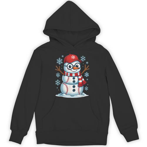 Christmas Baseball Snowman Xmas Pajamas Women Men Boys Unisex Hoodie - Sportilla