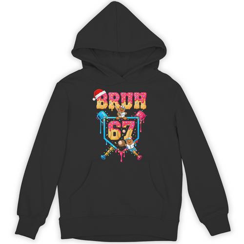 Christmas Gingerbread Bruh 67 Baseball Ice Cream Drip Kids Unisex Hoodie - Sportilla