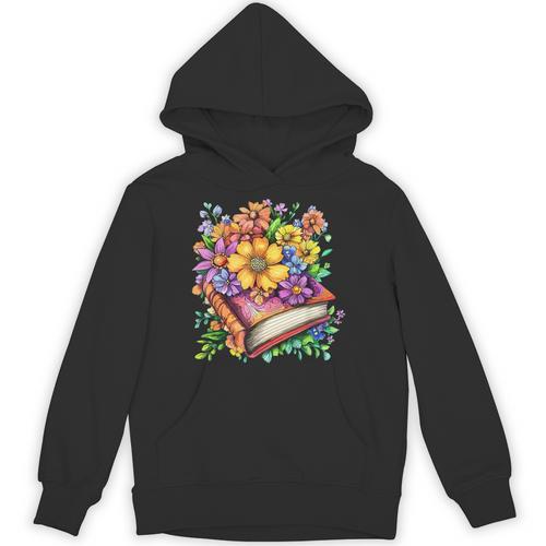 Colorful Flowers Around Vintage Story Book Art Unisex Hoodie - Bookorys