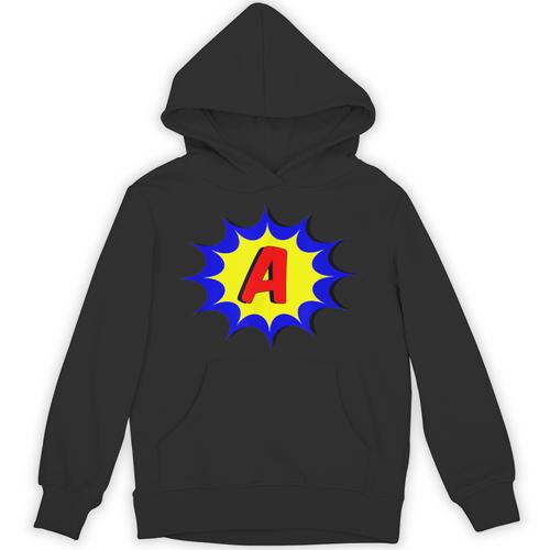 Comic Book Style Monogram Initial Letter A Superhero Unisex Hoodie - Bookorys