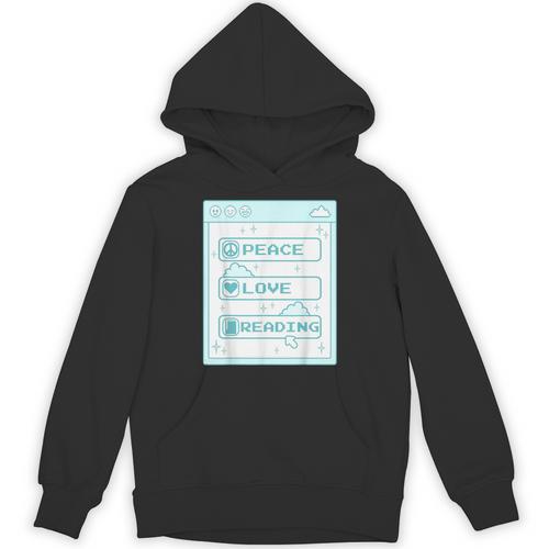 Computer Geek Peace Love Reading Cool Book Lover Bookworm Unisex Hoodie - Bookorys