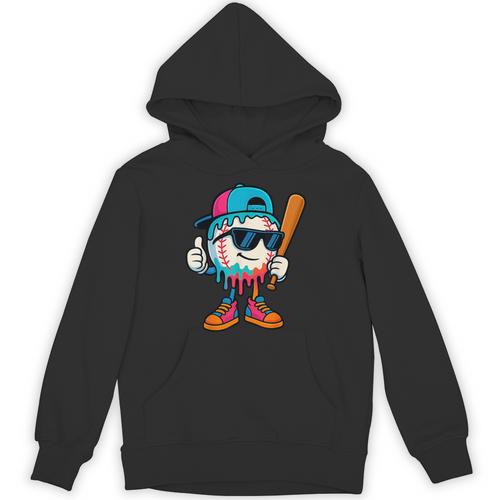 Cool Baseball Drip For Boys Ice Cream Drip Baseball Kids Unisex Hoodie - Sportilla