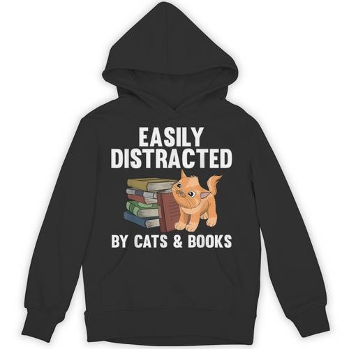 Cool Book Reader For Men Women Book Lover Bookworm Cat Book Unisex Hoodie - Bookorys AU