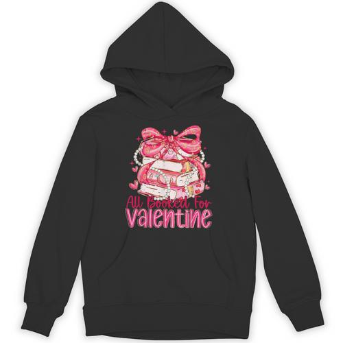 Coquette Bow All Booked For Valentine Book Lover Bookish Unisex Hoodie - Bookorys CA