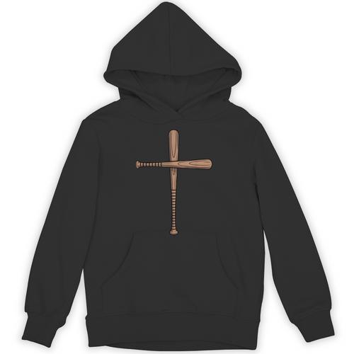 Cross Baseball Bats Christian Faith Sports Coach Pitcher Unisex Hoodie - Sportilla