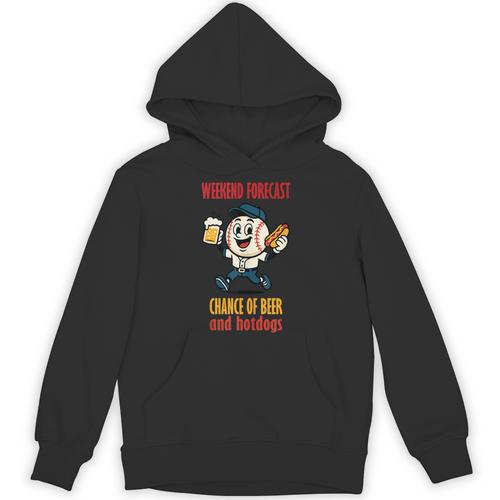 Cute Baseball Fan Weekend Forecast Change Of Beer And Hotdog Unisex Hoodie - Sportilla