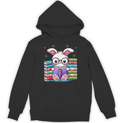 Cute Bunny Reader Rabbit Book Lover Reading Unisex Hoodie - Bookorys CA