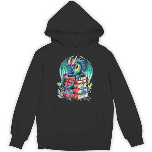 Cute Dragon Books Flower Bookworm Book Lover Unisex Hoodie - Bookorys AU