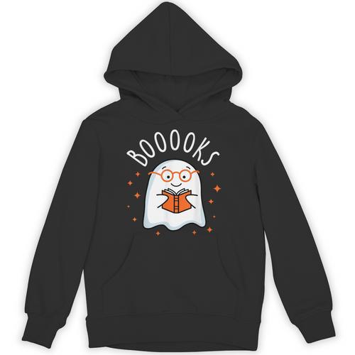 Cute Ghost Reading Book Booooks Teacher Halloween School Kid Unisex Hoodie - Bookorys DE
