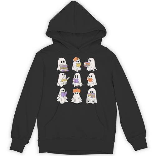 Cute Ghost Reading Books Teacher Halloween Reading Men Women Kids Unisex Hoodie - Bookorys AU