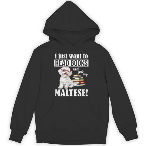 Cute Glasses Read Books & Pet My Maltese Lover Unisex Hoodie - Bookorys