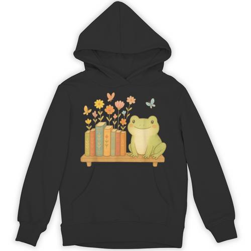 Cute Kawaii Frog Books Flowers Unisex Hoodie - Bookorys DE