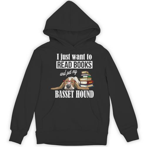 Cute Kids Read Books & Pet My Basset Hound Dog Lover Unisex Hoodie - Bookorys DE