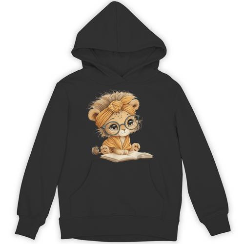Cute Lion Cub Reading Book With Headwrap Unisex Hoodie - Bookorys DE