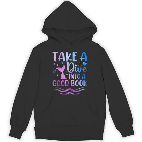 Cute Mermaid Librarian Teacher Dive Into A Good Book Reading Unisex Hoodie - Bookorys DE