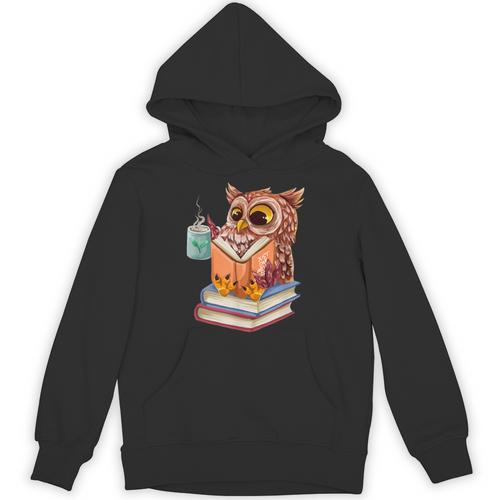 Cute Owl Reading Book And Drinking Tea Reading Rat Bookworm Unisex Hoodie - Bookorys