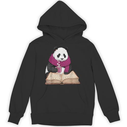 Cute Panda With Book And Hot Cocoa Reading Unisex Hoodie - Bookorys CA