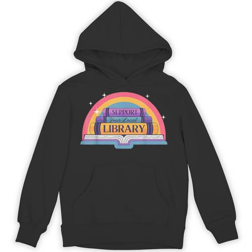 Cute Reading Book Lover Support Your Local Library Rainbow Unisex Hoodie - Bookorys AU