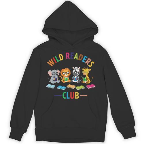Cute Safari Animals Reading Books Reading Club Kids Literacy Unisex Hoodie - Bookorys