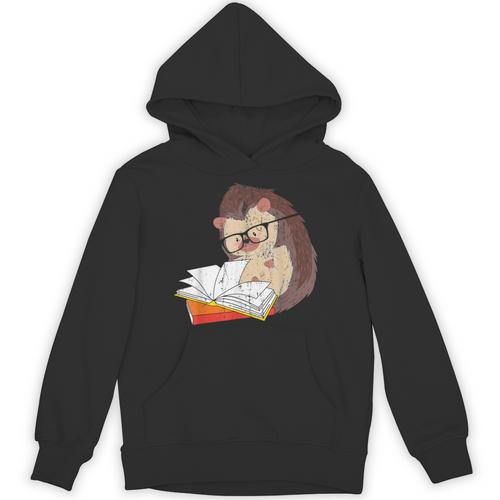 Cute Wildlife Forest Animal Bookworm Book Reading Hedgehog Unisex Hoodie - Bookorys