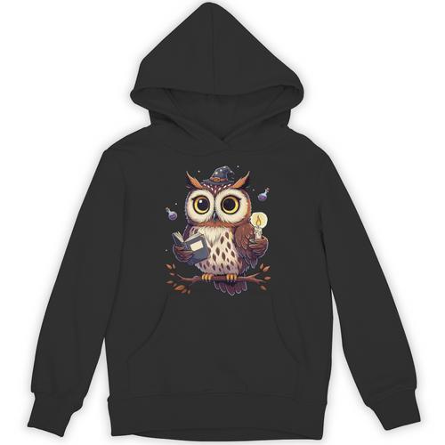 Cute Wizard Owl Reading Book Magic Candle Unisex Hoodie - Bookorys