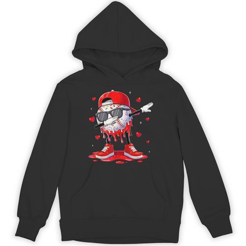 Dabbing Baseball Drip Ice Cream Youth Boy Valentines Day Unisex Hoodie - Sportilla