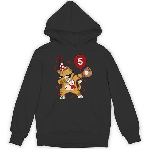 Dabbing Cool Cat Baseball 5th Birthday Unisex Hoodie - Sportilla
