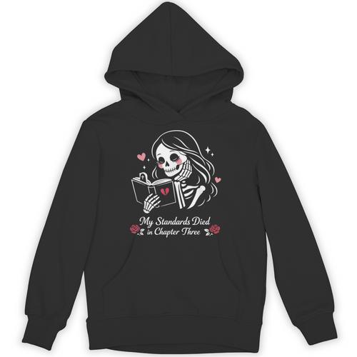 Dark Romance Pajama Skeleton Costume Woman Book Reading Unisex Hoodie - Bookorys