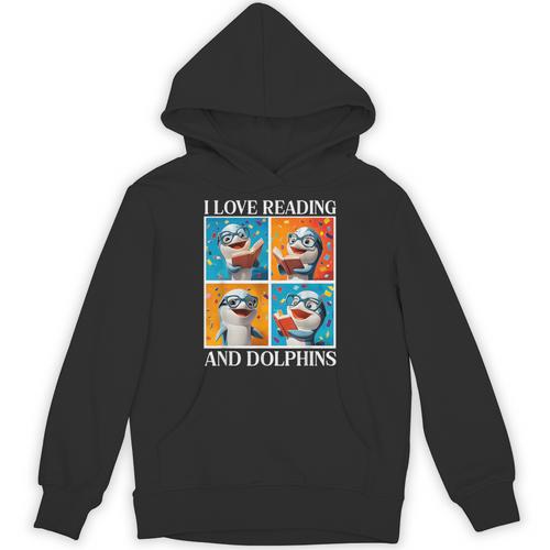 Dolphin Love Reading And Dolphins Child Book Lover Unisex Hoodie - Bookorys DE
