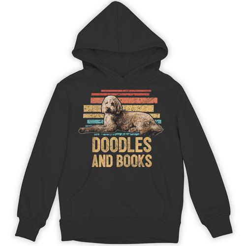 Doodles And Books Goldendoodle Dog Doodle Book Lover Retro Unisex Hoodie - Bookorys