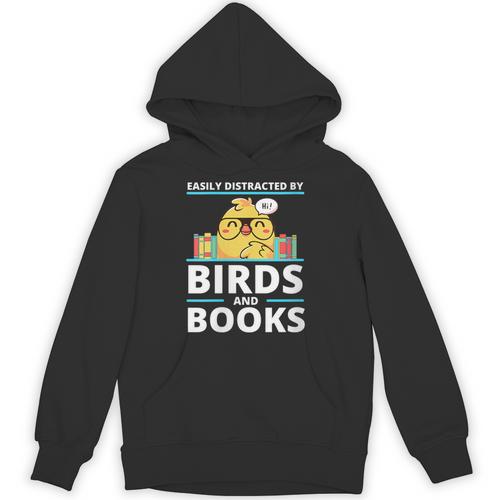 Easily Distracted By Birds And Books Unisex Hoodie - Bookorys UK
