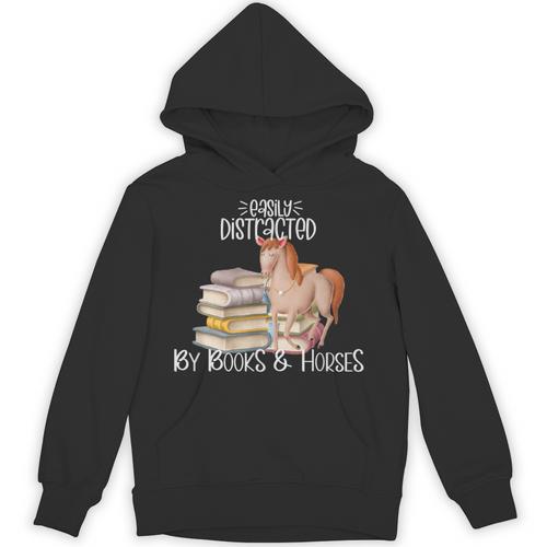 Easily Distracted By Books And Horses Unisex Hoodie - Bookorys