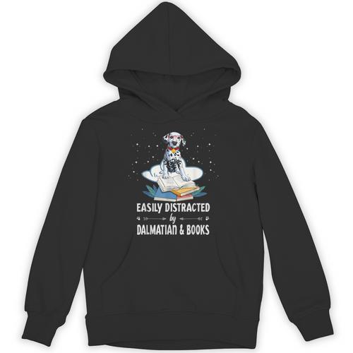 Easily Distracted By Dalmatian And Books Dog & Book Lover For Men Women Kids Unisex Hoodie - Bookorys DE