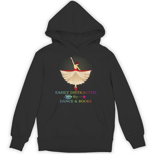 Easily Distracted By Dance And Books Shirt Unisex Hoodie - Bookorys UK