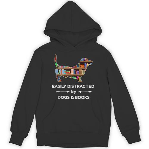 Easily Distracted By Dogs & Books Unisex Hoodie - Bookorys